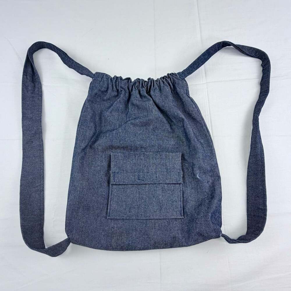 Handmade Denim Drawstring Backpack - Picture 8 of 9